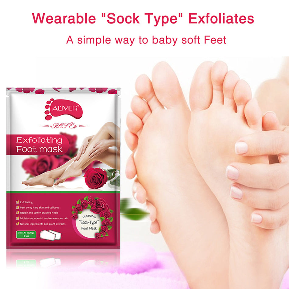 ALIVER Rose Foot Mask (AHA Exfoliating Mask)